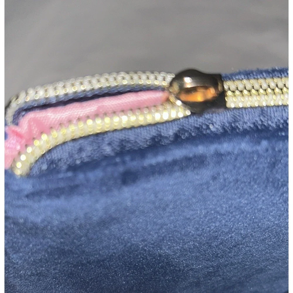 Juicy Couture Blue Velour Scottie Dog Y2K Inspired Makeup Bag Zipper Tab Missing
